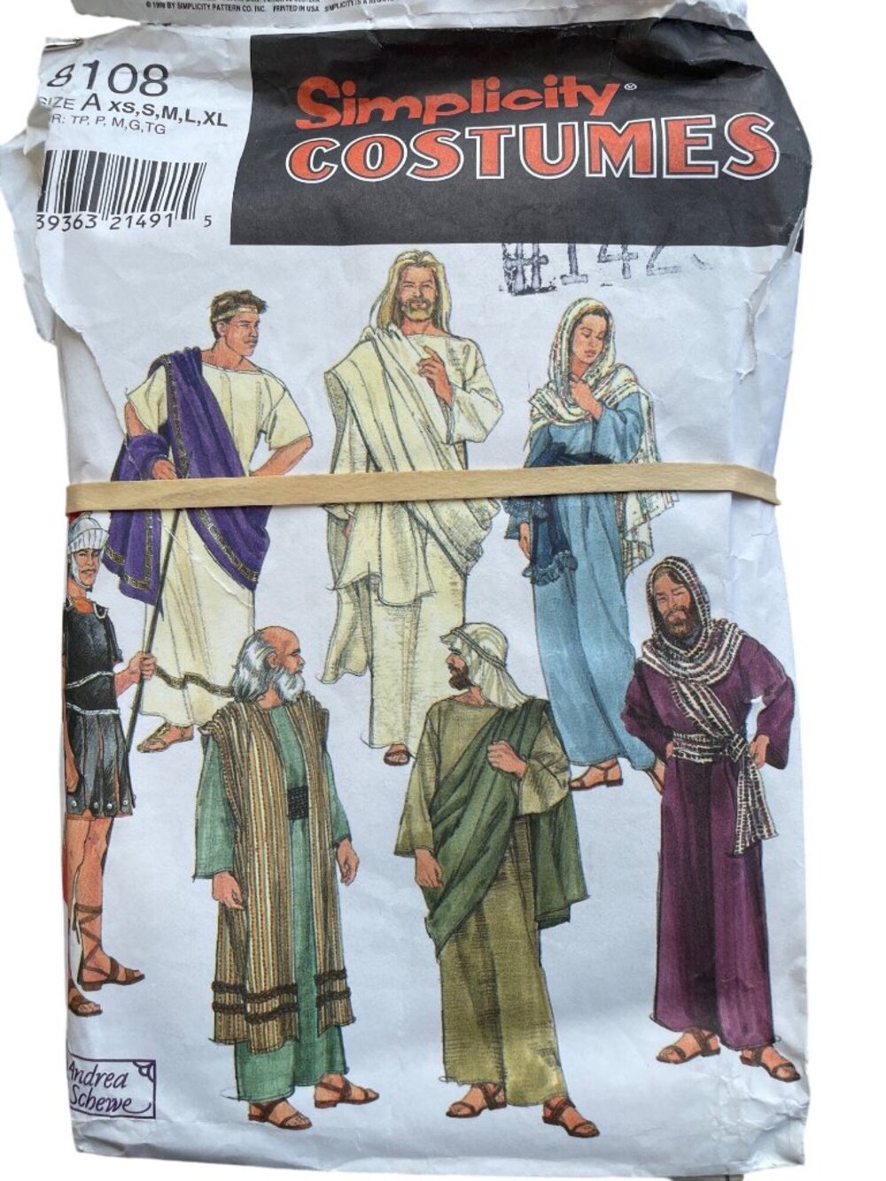 Vintage 90s Simplicity 8108 Sewing Pattern XS-XL Adult Passion Play Costumes CUT